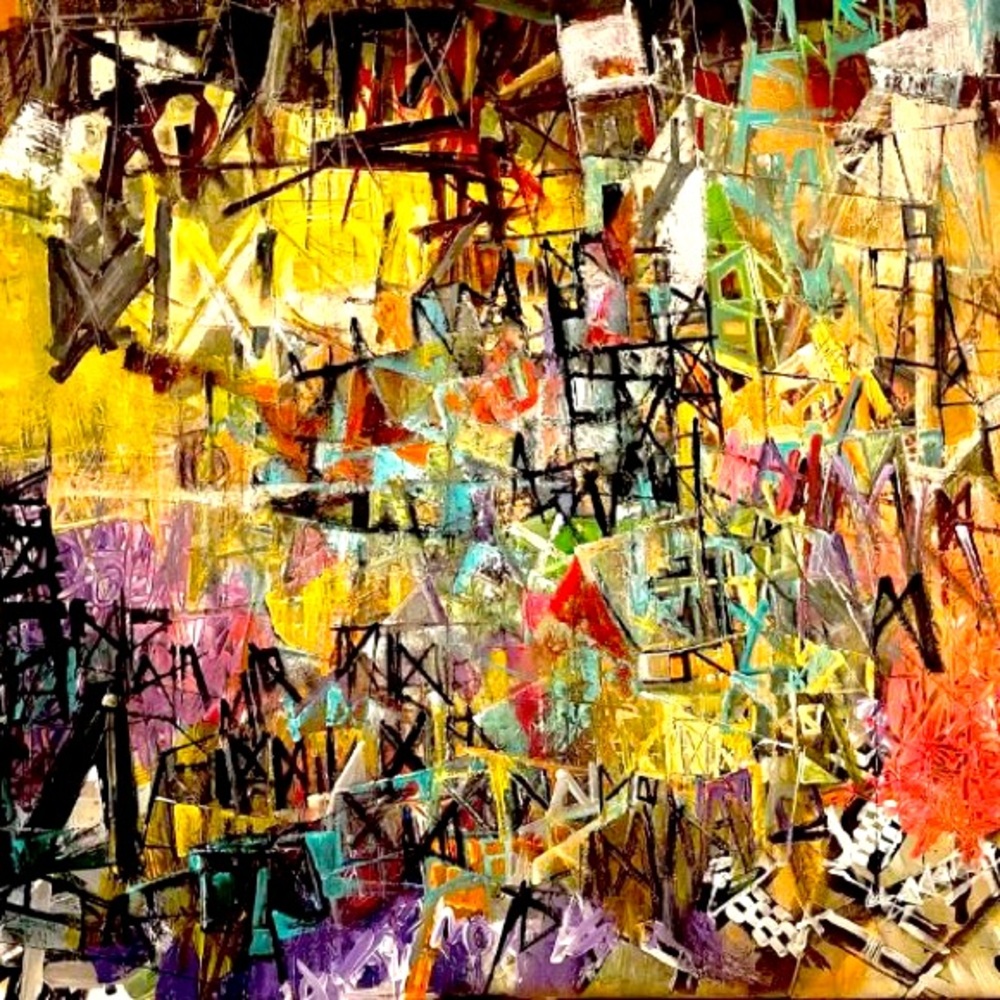 Original wall art limited edition print 1/50 on canvas 36”x48”x2” w/cert.of auth
